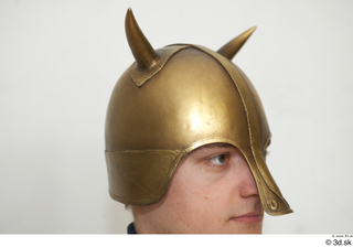 Medieval helmet with horns 1 Medieval gold head helmet horns…